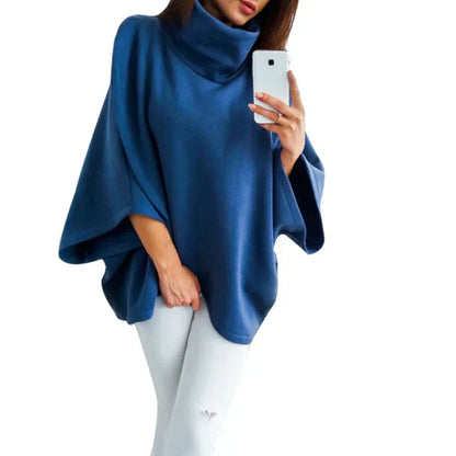 Xenia | jersey poncho con cuello alto para mujer