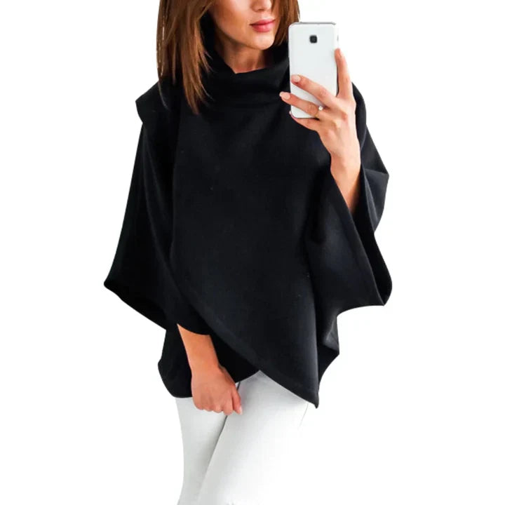 Xenia | jersey poncho con cuello alto para mujer