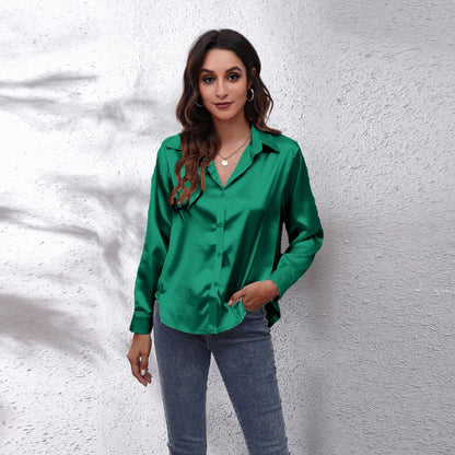 SiekesBlouse I Blusa de satén para mujer