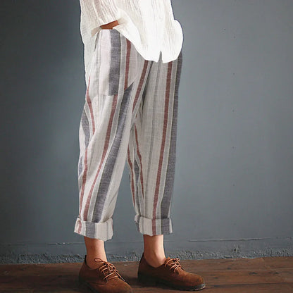 pantalones oversize de algodón y lino
