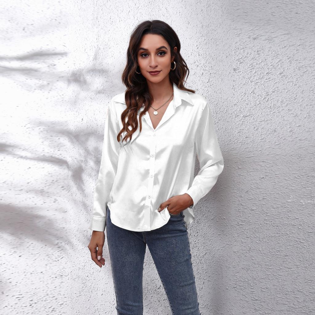SiekesBlouse I Blusa de satén para mujer