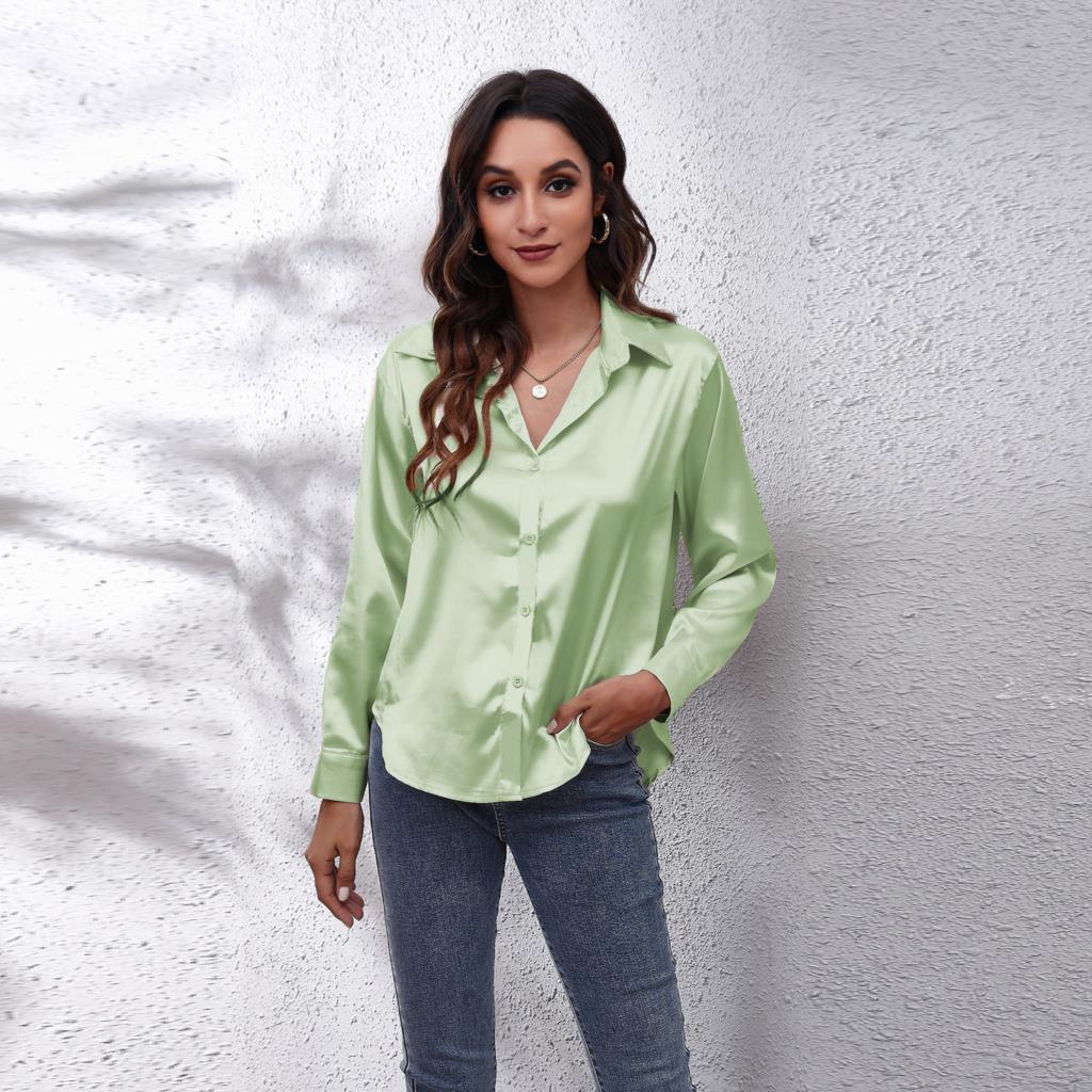 SiekesBlouse I Blusa de satén para mujer