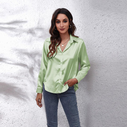 SiekesBlouse I Blusa de satén para mujer