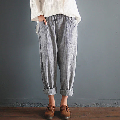 pantalones oversize de algodón y lino