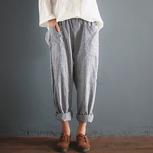 pantalones oversize de algodón y lino