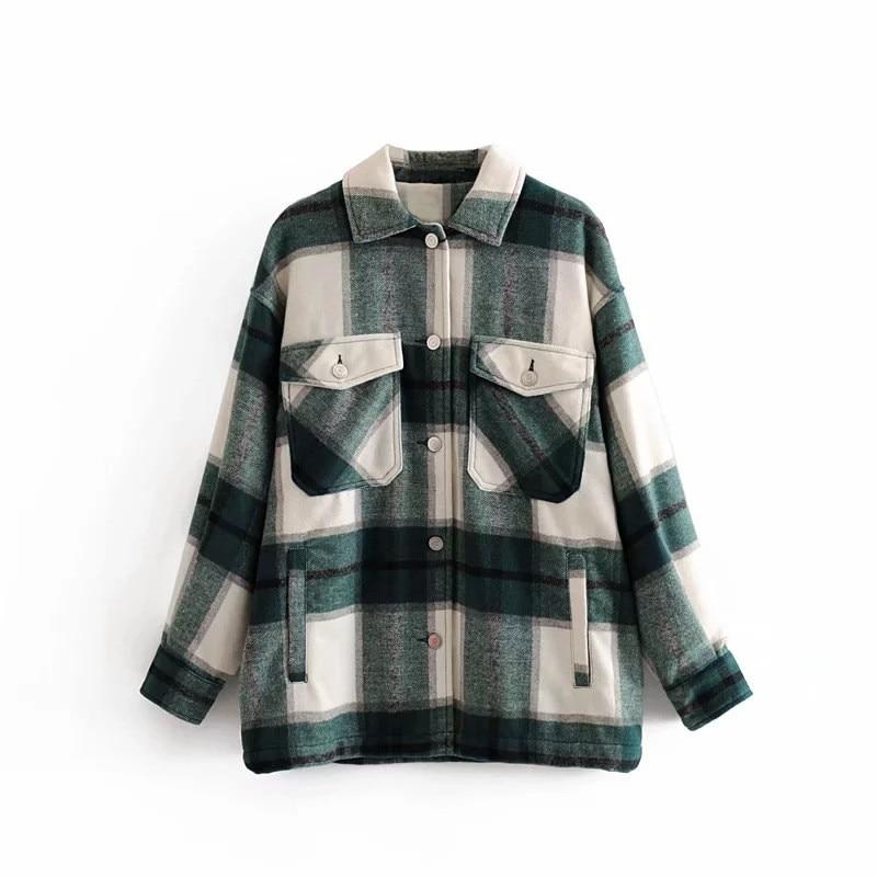 ALICE Camisa casual oversize de lana a cuadros