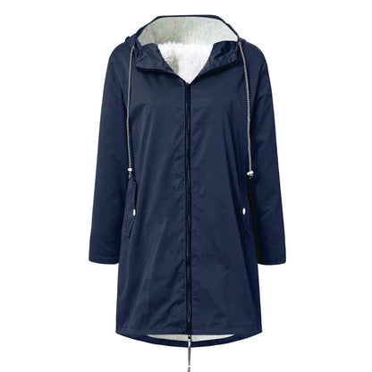 Chaqueta impermeable de forro polar con capucha para mujer | Perfecta para otoño/invierno