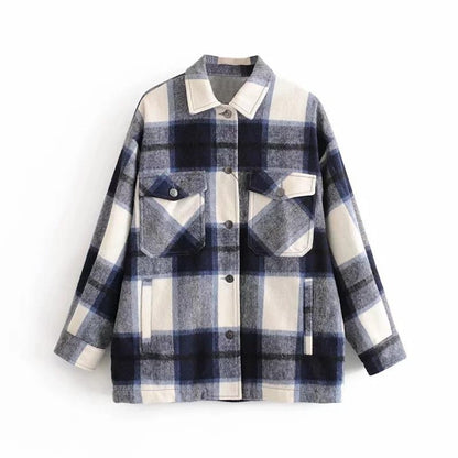 ALICE Camisa casual oversize de lana a cuadros