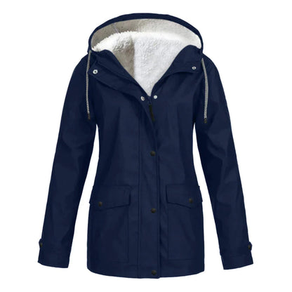 Cálido chubasquero con capucha y forro polar para mujer | Perfecto para actividades al aire libre en otoño/invierno