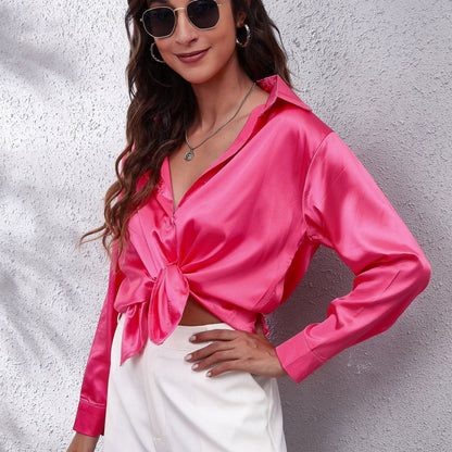 SiekesBlouse I Blusa de satén para mujer