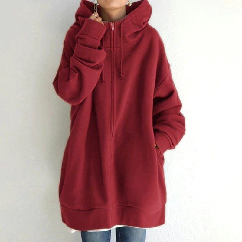 Acogedora sudadera con capucha oversize de invierno para mujer