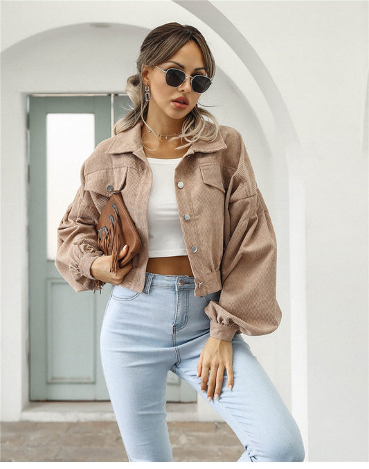 Chaqueta de terciopelo de canalé para mujer