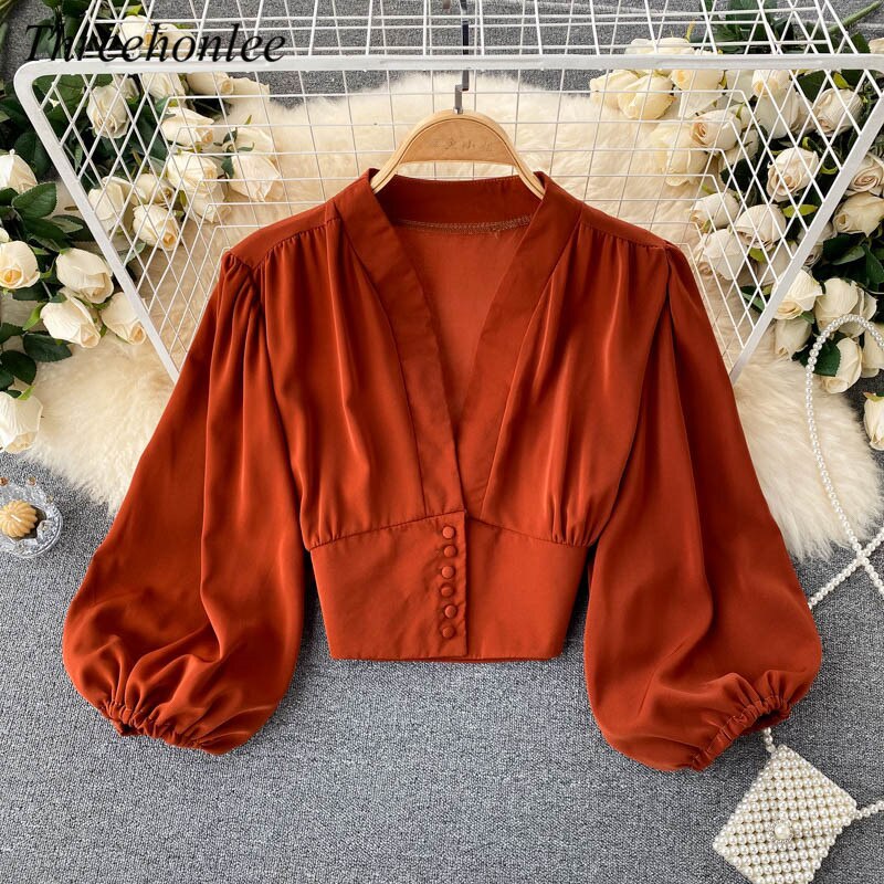 MiekesBlouse I Blusa de satén para mujer