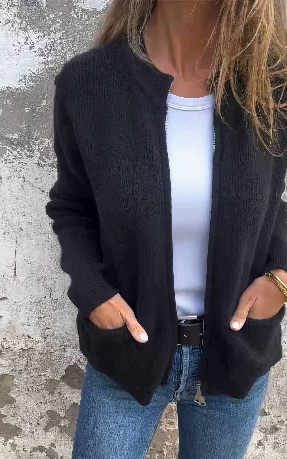 Chaqueta de punto con cremallera para mujer | Halle