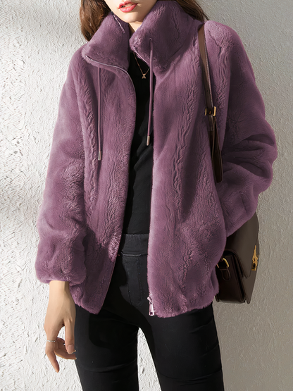 Lujosa, moderna y cómoda chaqueta de felpa para mujer