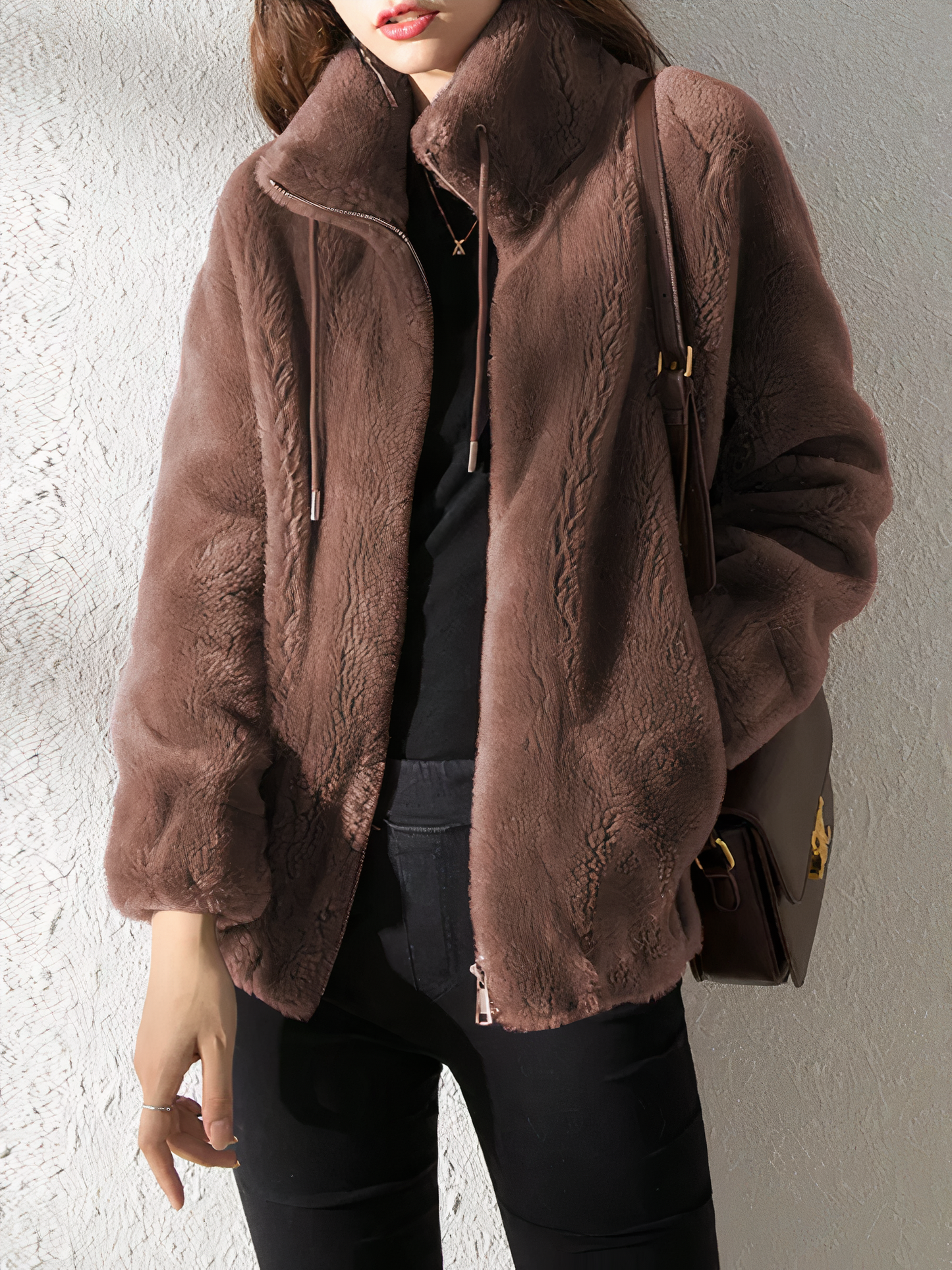 Lujosa, moderna y cómoda chaqueta de felpa para mujer