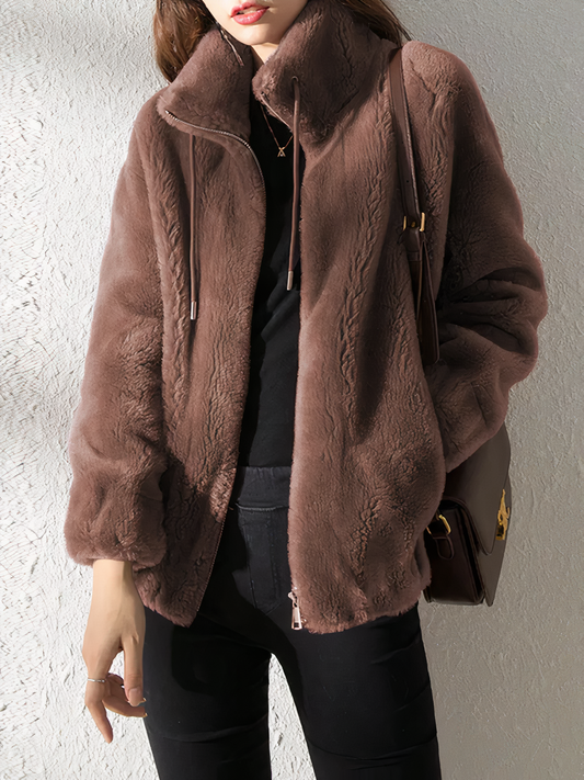 Lujosa, moderna y cómoda chaqueta de felpa para mujer