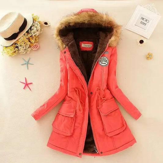 Hilde | cálida chaqueta de invierno forrada con capucha para mujer