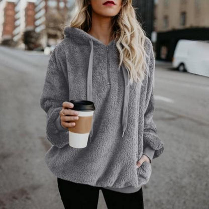 Aurélie - Sudadera con capucha sherpa oversize para mujer