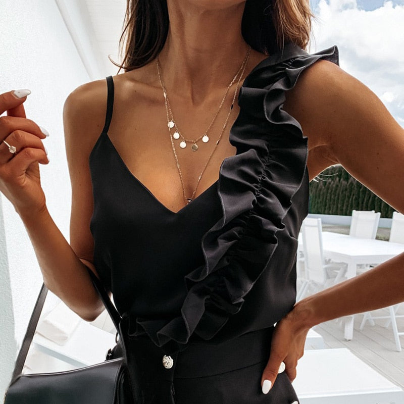 Lorraine - Top de un hombro con volantes para mujer - Chic & Trendy