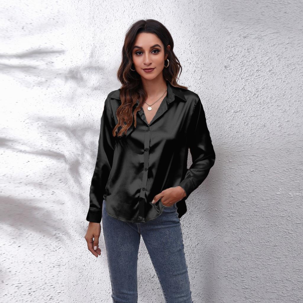 SiekesBlouse I Blusa de satén para mujer