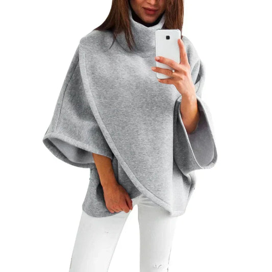 Xenia | jersey poncho con cuello alto para mujer