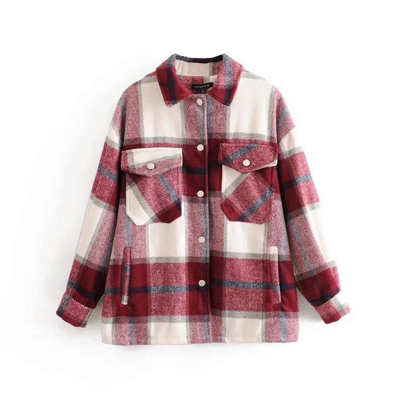 ALICE Camisa casual oversize de lana a cuadros