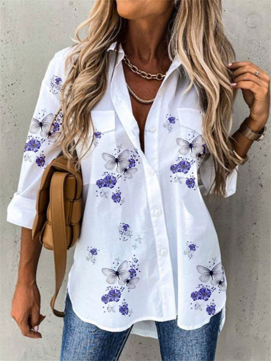 Bonita blusa con estampado de mariposas