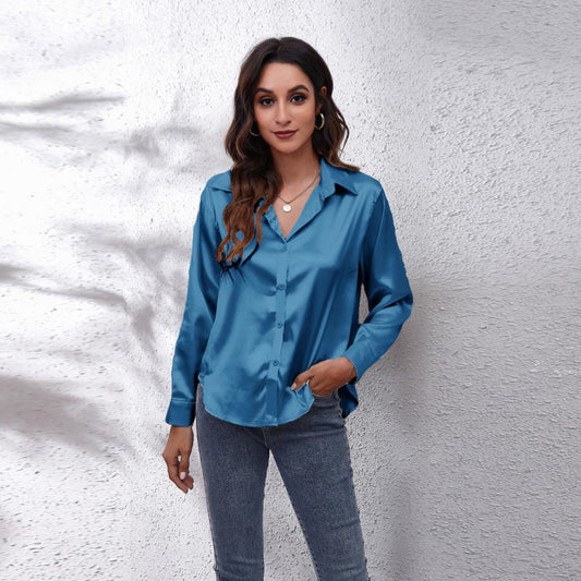 SiekesBlouse I Blusa de satén para mujer