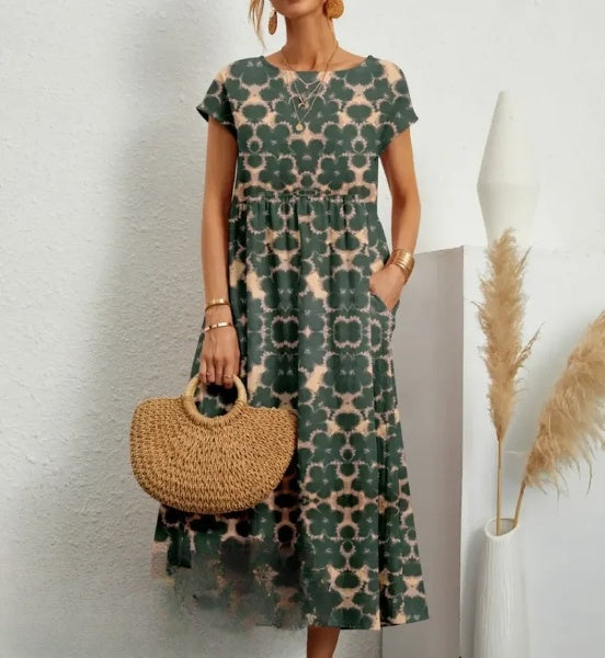 Hosta - Elegante vestido midi con estampado floral