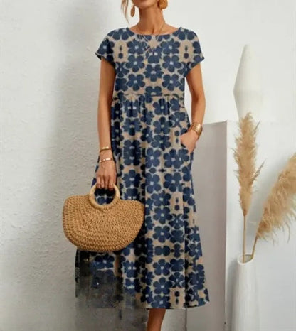 Hosta - Elegante vestido midi con estampado floral