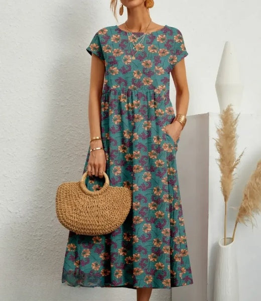 Hosta - Elegante vestido midi con estampado floral