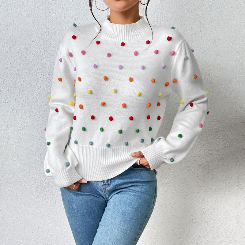 Xiona Sweater | Suéter de punto casual con pompones