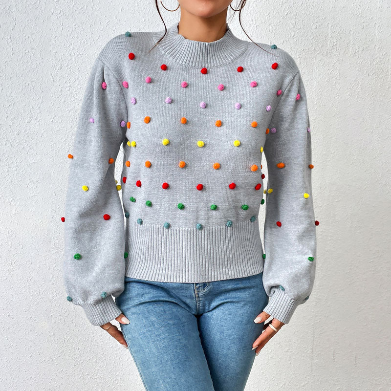 Xiona Sweater | Suéter de punto casual con pompones