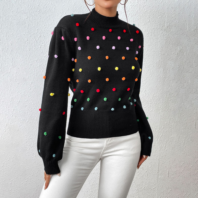 Xiona Sweater | Suéter de punto casual con pompones