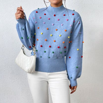 Xiona Sweater | Suéter de punto casual con pompones