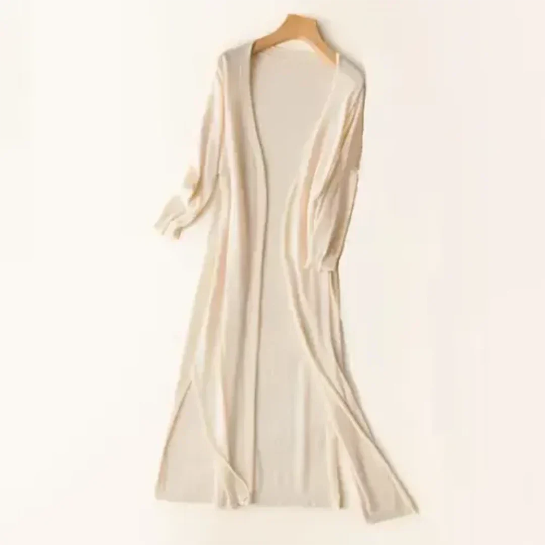 Chaqueta de punto larga y elegante para mujer