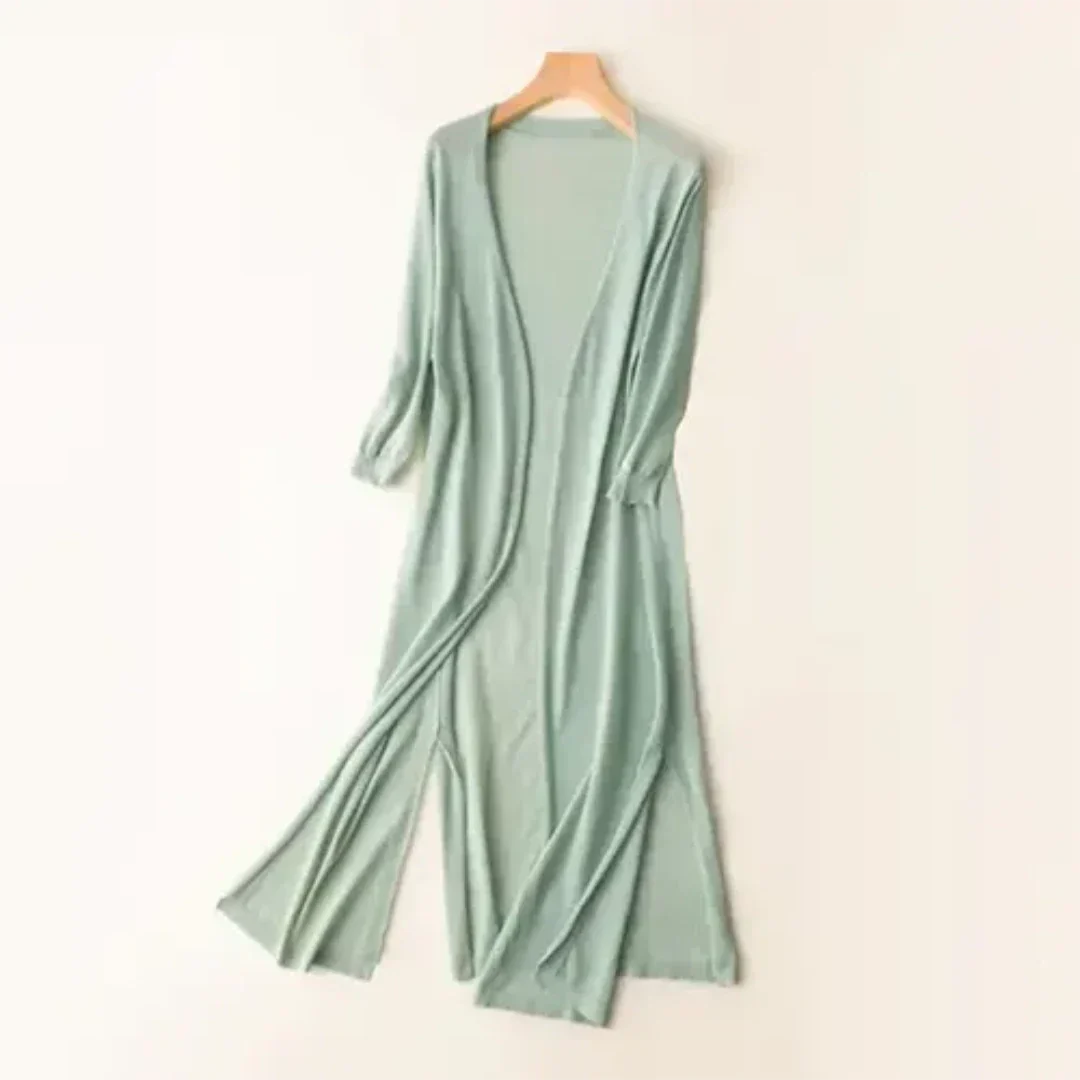 Chaqueta de punto larga y elegante para mujer