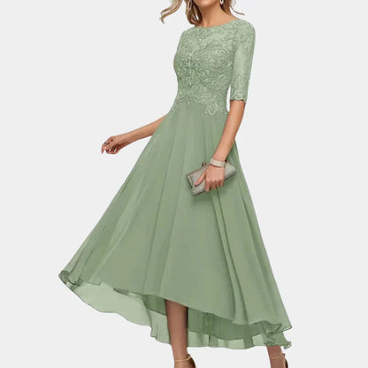 Elegante vestido tobillero de gasa para mujer
