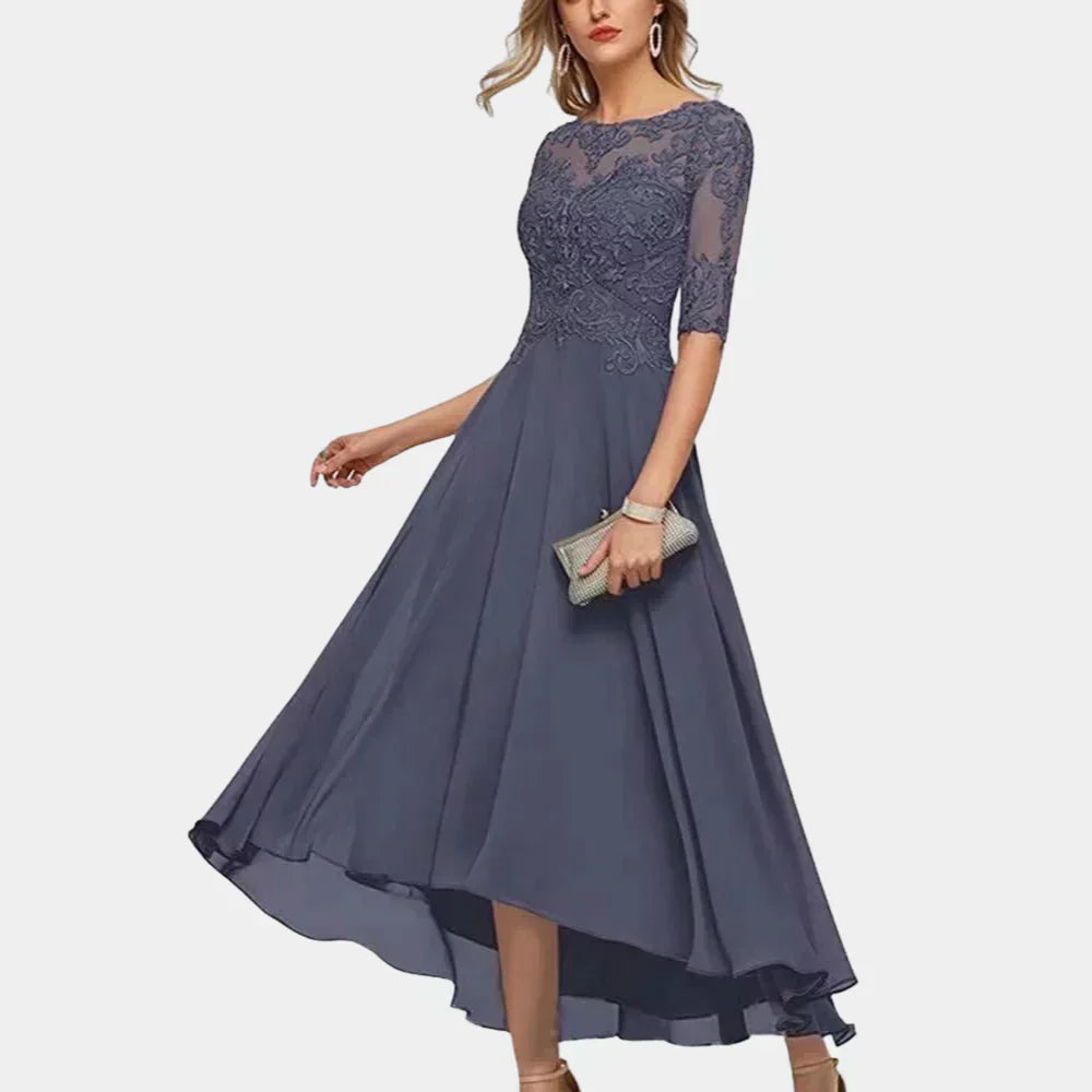 Elegante vestido tobillero de gasa para mujer