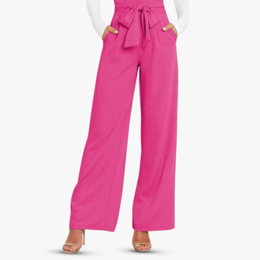 Pantalones anchos de mujer con cinturón de corbata