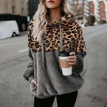 Sudadera con capucha de felpa estampada Leopart | Juliana