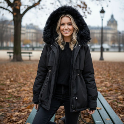 Eugenie | Parka acolchada para mujer con cuello y capucha de plumón elegante