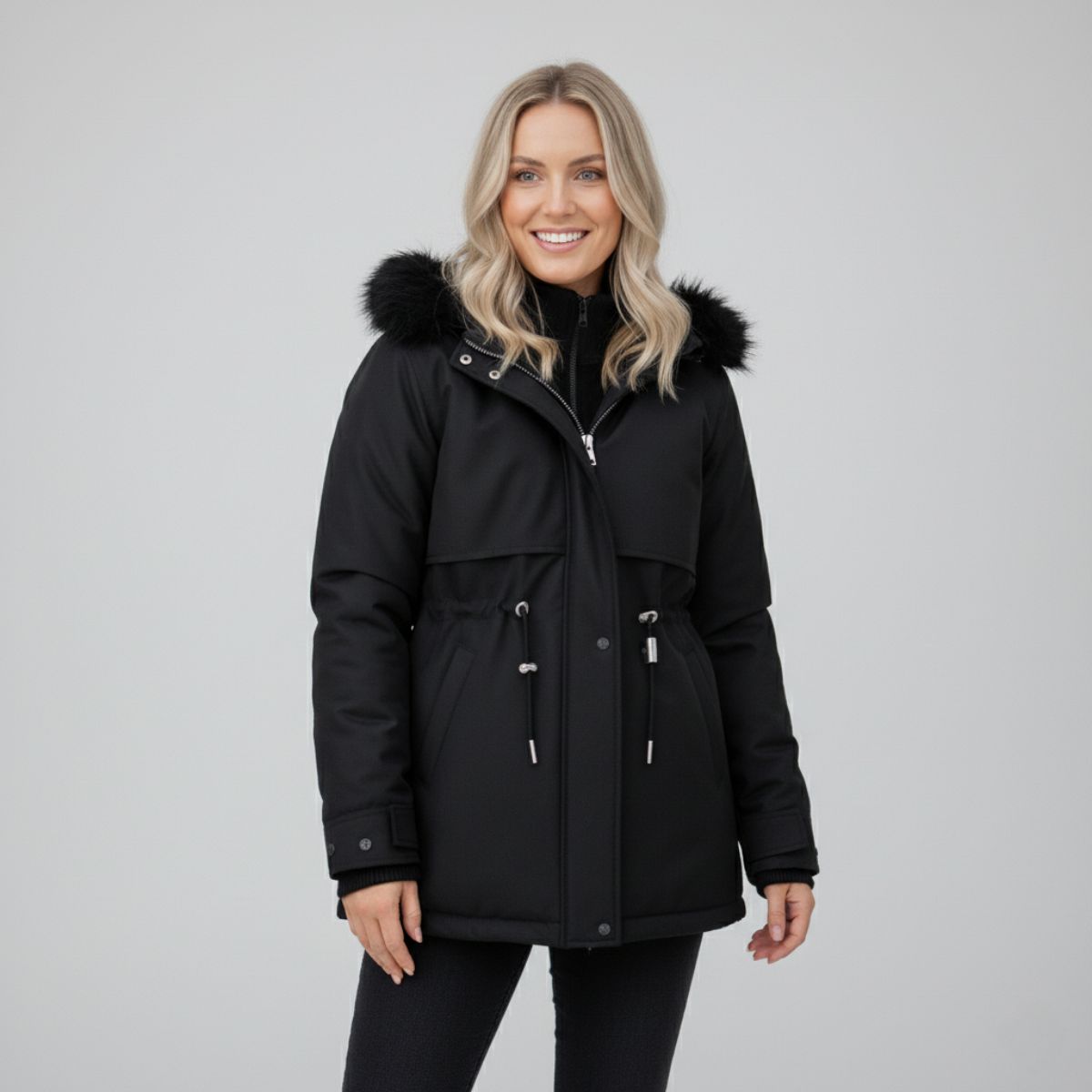 Eugenie | Parka acolchada para mujer con cuello y capucha de plumón elegante