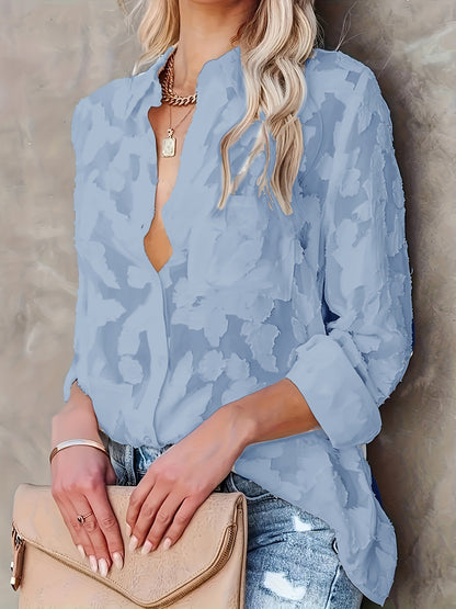Blusa Jacquard Sheer Lose - Diseño Tejido y Mangas Largas