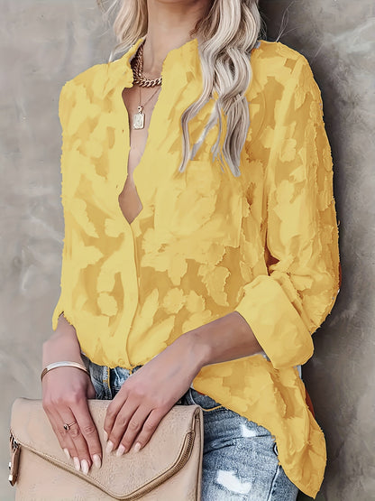 Blusa Jacquard Sheer Lose - Diseño Tejido y Mangas Largas