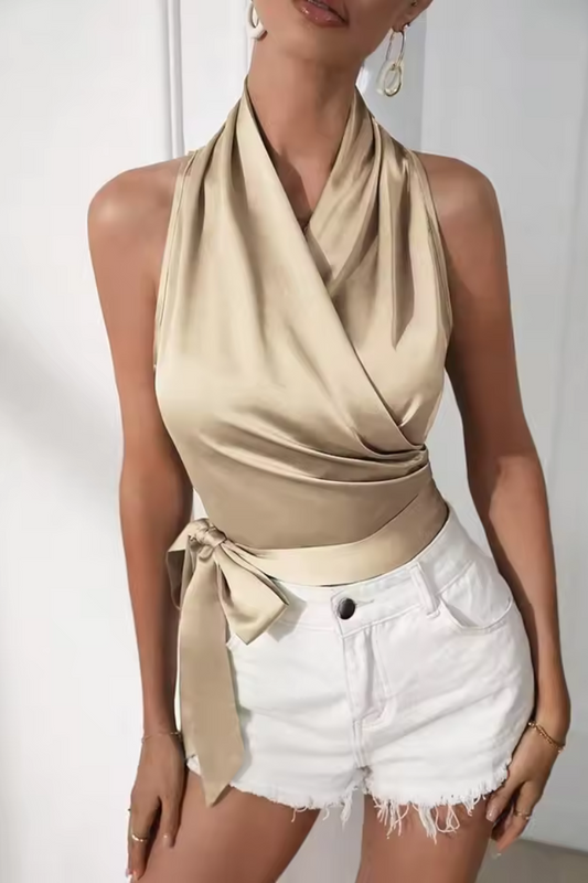 Jazmín | Elegante Sexy Encaje Envuelto Sin Mangas
