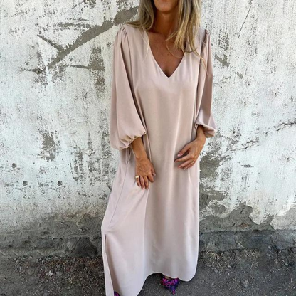 Jolien | Vestido liso de mujer con mangas farol