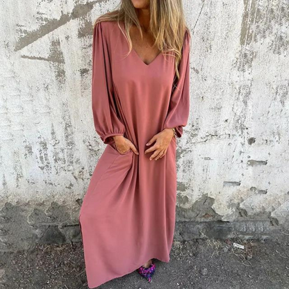 Jolien | Vestido liso de mujer con mangas farol