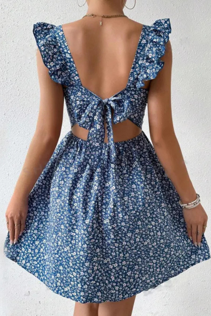 Junia | Vestido de verano sin mangas con cuello cuadrado y volantes
